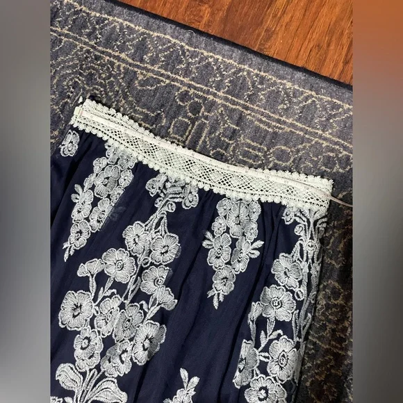 Arissa Embroidered Maxi Skirt in Navy - Picture 7 of 14
